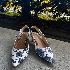 Women's Milan Slingback Pointed-Toe Floral Pumps
